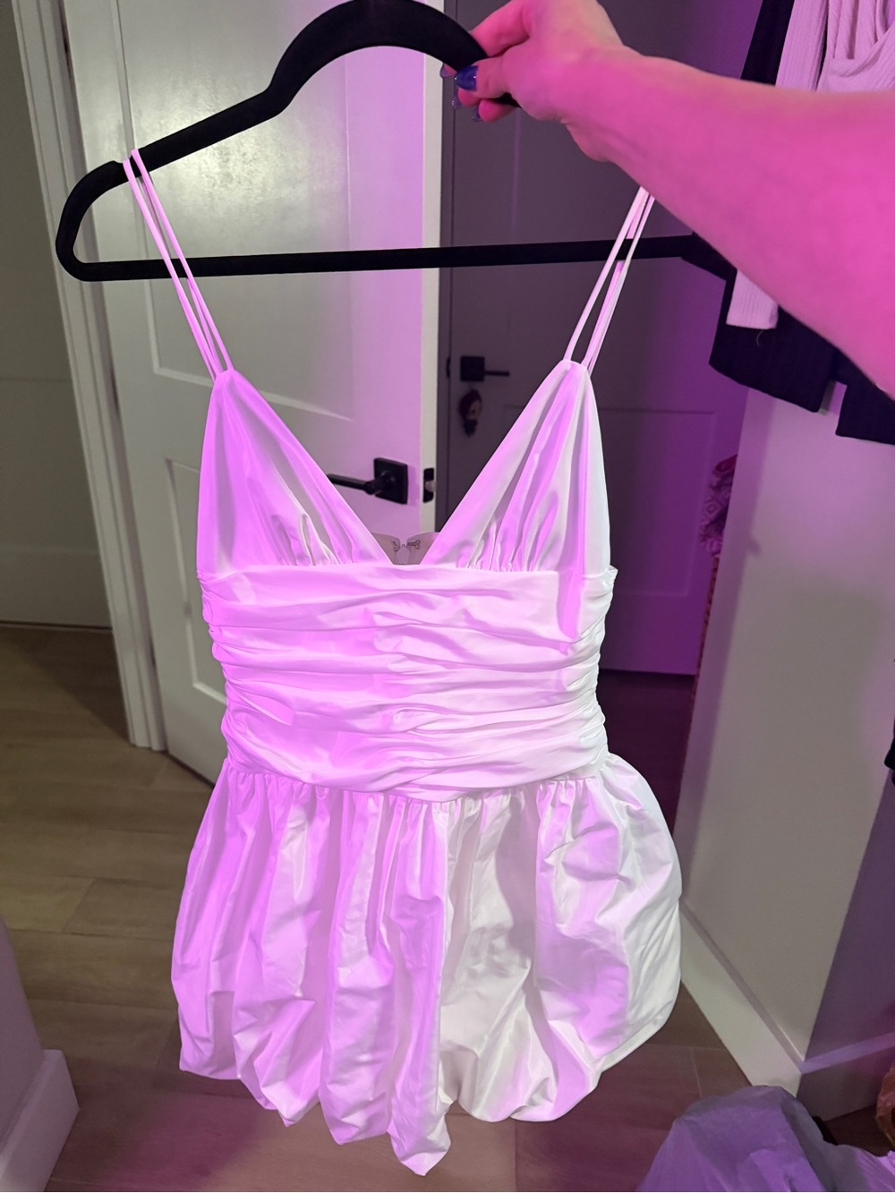 STAUD White Satin Spaghetti-Strap Dress